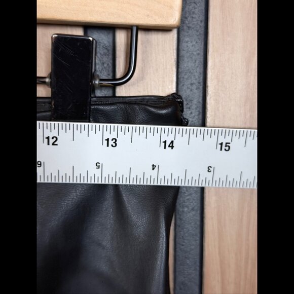 Zara Trousers Large Womens Black Vegan Leather Pleated Elastic Waist Cut Off - Picture 3 of 8